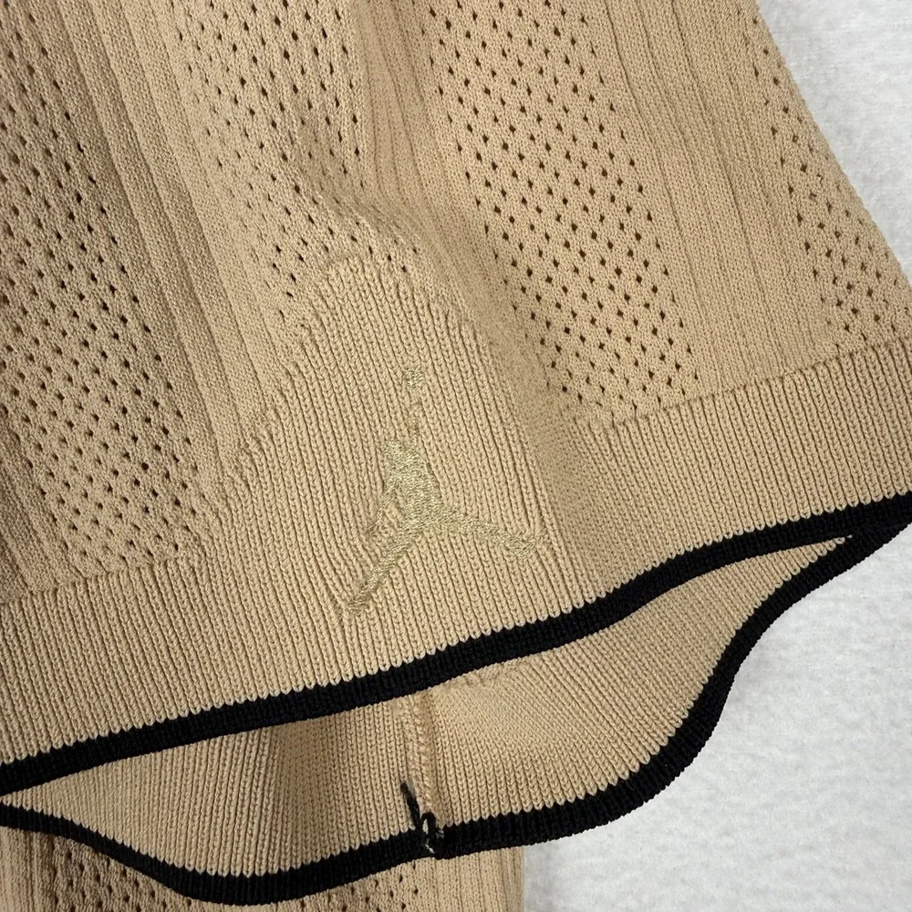 Jordan Sport Knit Button Up Shirt Mens 2XL Tan Pointelle Golf S/S HV1157-248